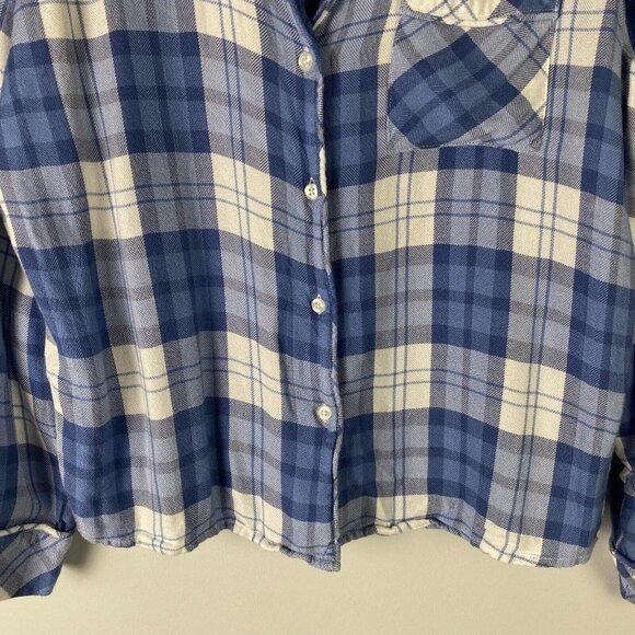 Rails Clara Flannel Button Front Pajama Shirt Size Small Blueberry White Plaid - Picture 3 of 10